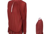 River Island Ladies Red Semi Pleated Sheer Top Long Sleeves Cold Shoulders Sz 10 including postage