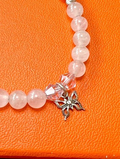 Larimar and Pearl silver bracelet with butterfly pendant