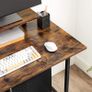 _Computer Desk with Wheels with Monitor Attachment 6 Hooks 80 x 50 x 90 cm Industrial Design Vintage Brown/Black Image 6