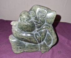 Rare Eskimo/Inuit carved stone figure of Mother and Child