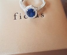 9 ct White Gold & Sapphire ring,size O. Cubic Zirconia