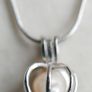 Vintage 18K white Gold Plated Caged Pearl Necklace length 16" - 5,7g Image 5