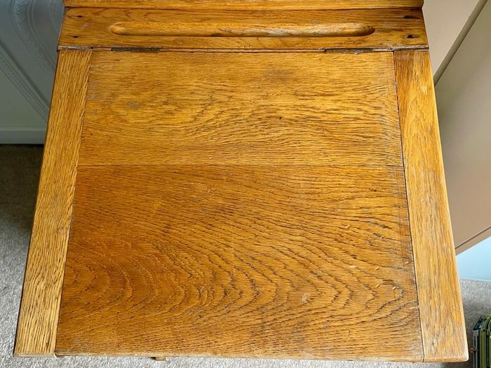 Antique Oak Childs School Desk with Lift-Top Storage