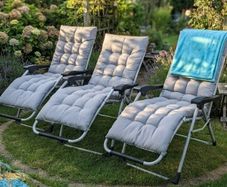 Reclining Garden Sun Loungers Chairs Quilted Grey Comfort 4 available