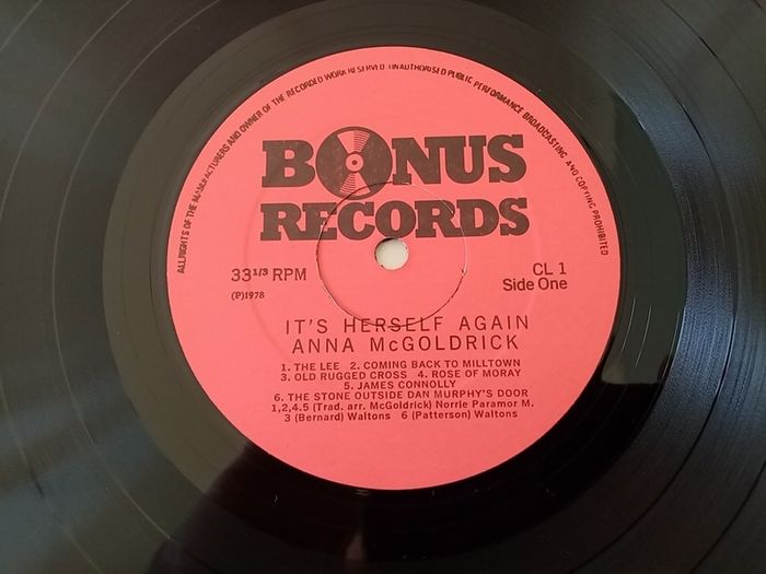 Anna McGoldrick. It's Herself Again... 1978 Irish Pressing. Bonus Records. LP. Vinyl. Record. Album.