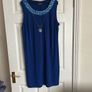 Occasion wear Royal Blue Dress with crochet effect jacket Image 3