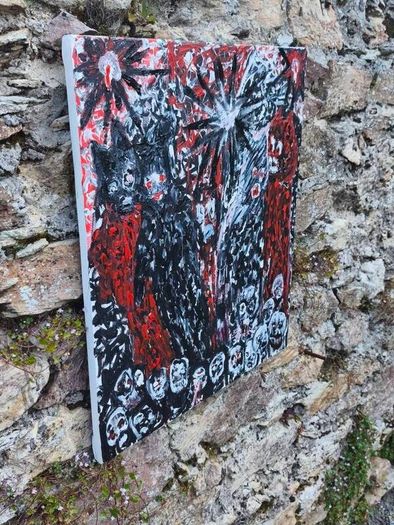 Original Acrylic Painting  Black Star  Handmade original artwork on canvas.