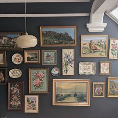 job lot of framed needlepoint pictures