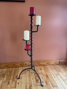 Handmade Cast Iron Tall Candle Holder
