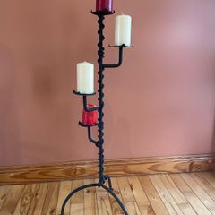 Handmade Cast Iron Tall Candle Holder