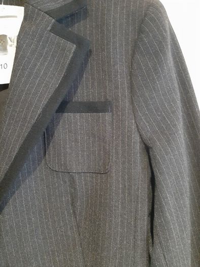 New jacket pin stripe tag attached