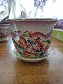 Colourful Vintage Chinoiserie Planter. Jardiniere.