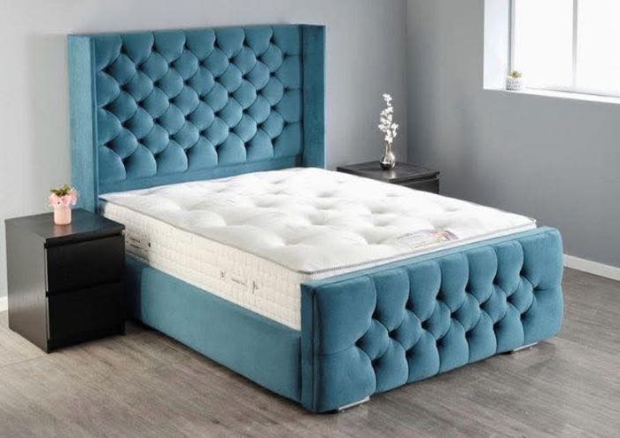 Brand New  Double Frame Beds Available With Optional Ottoman Storage & Tufted Memory Foam Mattresses