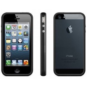 iPhone 5 Bumper, case, cover with Chrome Metal Buttons Dual Silicone for Apple iPhone 5 in Black