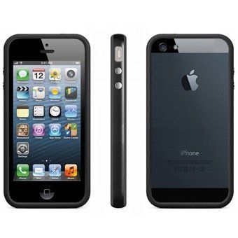 iPhone 5 Bumper, case, cover with Chrome Metal Buttons Dual Silicone for Apple iPhone 5 in Black
