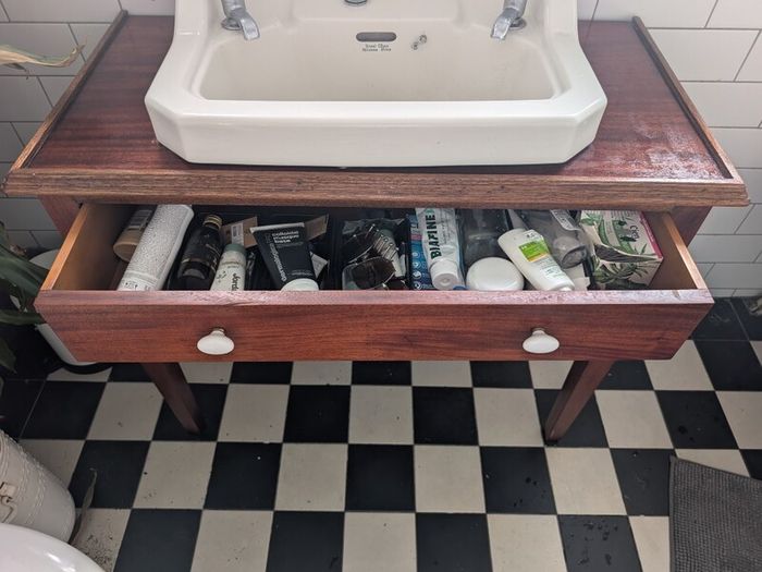 Vintage mahogany vanity and sink