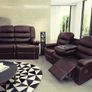 Black leather recliner sofa Image 2