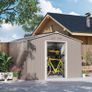 Metal Tool Shed with Sliding Doors and Ventilation Windows, 277 x 195 x 192 cm, Light Gray Image 2