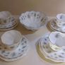 13 piece Tea Set, 4 Tea Trio and Fruit / Sweet Bowl, Queens "Forget-me-Not" Image 2
