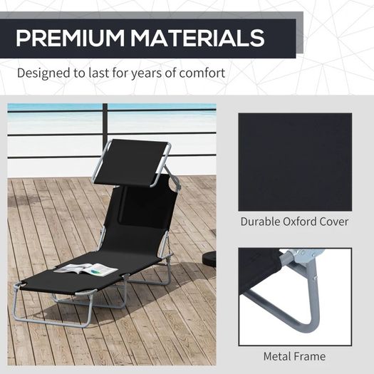 Folding Sun Lounger-Black (FREE POSTAGE)