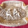 Antique Original R. Capodimonte Made In Italy Ceramic Ashtray With Embossed Cherubs Decoration Image 2