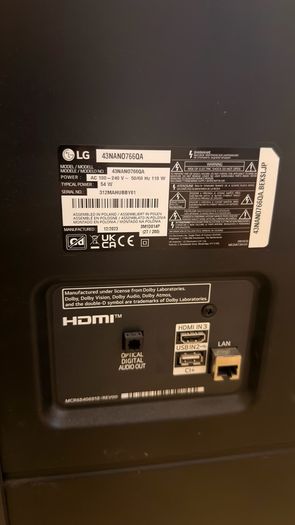 LG NanoCell NANO76 43 inch TV