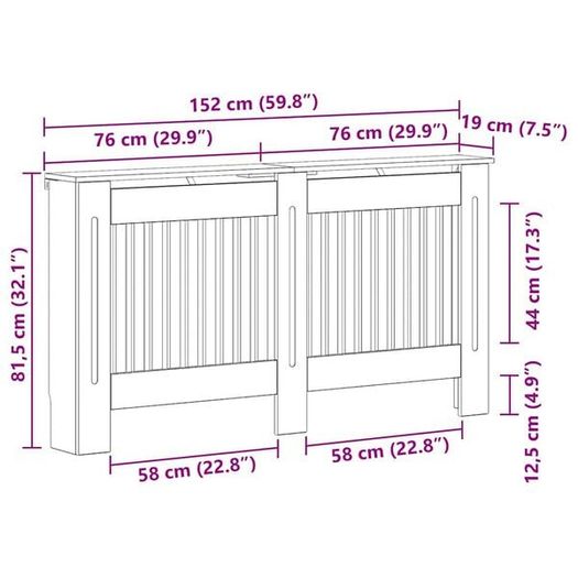 Radiator Cover 152 x 19 x 81.5 cm