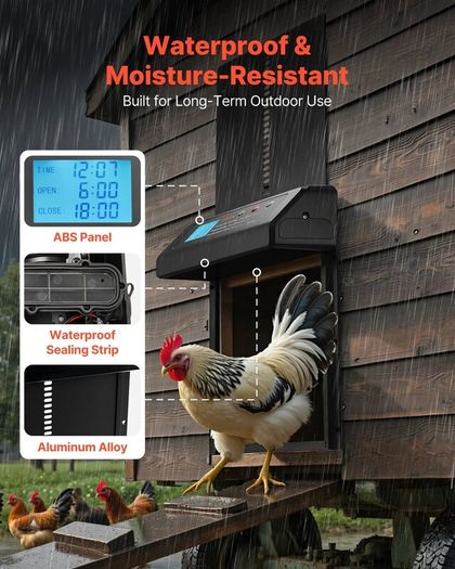 Automatic Chicken Coop Door Battery Powered Chicken Coop Door with Timer & Manual Setting
