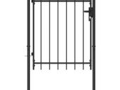 Fence Gate Single Door with Arched Top Steel 1x1.2 m Black