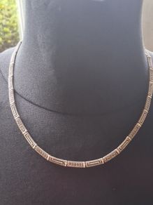 Hellas Greek Key Sterling Silver Marcasite Necklace
