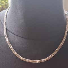 Hellas Greek Key Sterling Silver Marcasite Necklace
