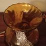 Vintage Bohemian Honey Brown Glass Flower Vase. Image 5