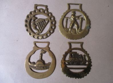 4 Vintage Horse Brasses