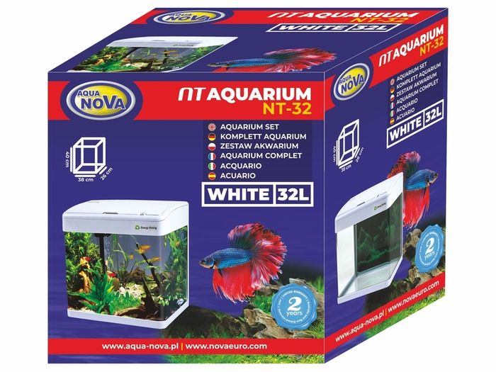 Aqua Nova Aquarium Set NT-32 White 32L LED Light And Filter