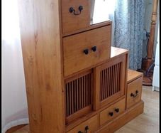 Unique wooden tiered storage / drawer unit / cabinet