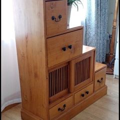 Unique wooden tiered storage / drawer unit / cabinet