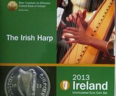 Ireland 2013 Coin Set in Original Folder The Irish Harp 2 Euro to 1 Cent