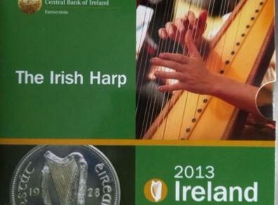 Ireland 2013 Coin Set in Original Folder The Irish Harp 2 Euro to 1 Cent