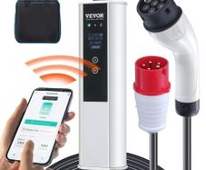 EV Charger Type 2 16A 3.68 kW 11 kW, Electric Vehicle Car Charger with 7 5 M Charging Cable CEE 16 Plug LCD, IEC 62196 Home EV Charging Station with Carry Bag Charging Cable Hook