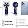 Jsdoin Hand Held Fan,Portable Handheld USB Rechargeable Fans with 5 Speeds,Battery Operated Mini Fan Foldable Desk Desktop Fans with LED Display for Home Office Bedroom Outdoor Travel (DarkBlue) Image 2