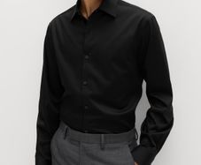 M&S Regular Fit Pure Cotton Shirt - Black