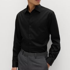 M&S Regular Fit Pure Cotton Shirt - Black