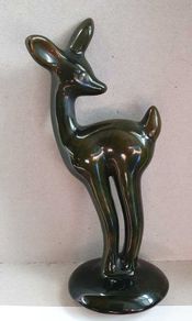 Vintage 1960s McMaster Craft Green Pottery Deer