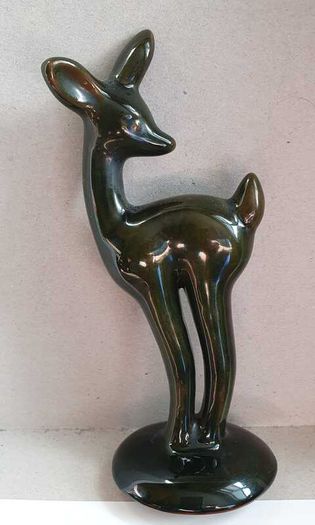 Vintage 1960s McMaster Craft Green Pottery Deer
