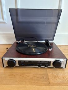 Technosonic MT-PH02 Retro Style 3-Speed Record Player Turntable & Radio