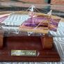 Blown Glass "Arabian Dhow" Sailing Ship Housed in Clear Glass Bottle. Image 4
