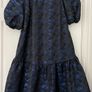 Zara Blue Black Balloon Midi Tiered Dress - Size S - New Image 2