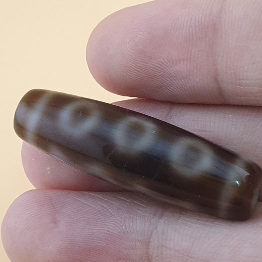 Vintage 5 Eyes Himalayan Tibetan Agate Dzi Bead Amulet