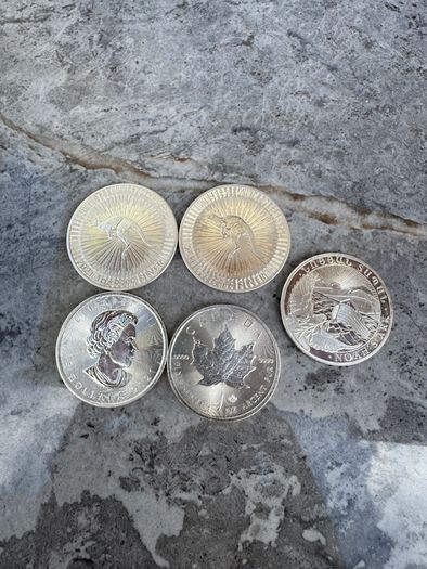 Silver coins Weight  1 oz 31.16g Canadian Silver Maple Australian Kangaroo