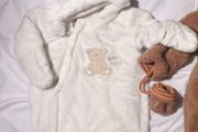 Newborn Little Bear All in One Cosy Outdoor Overall Soft Fluffy PramSuit